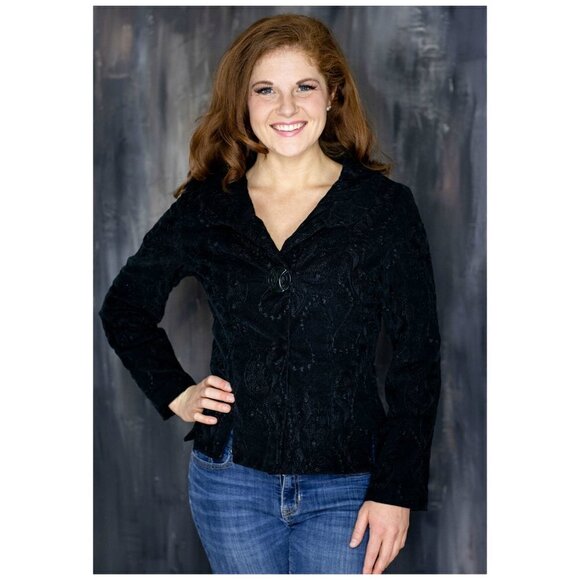 An Ren New York Black Embroidered Jacket M - Picture 1 of 5